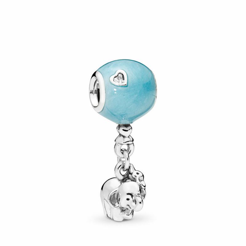 Pandantiv De Talisman Pandora Elephant & Blue Balloon Argint/Albastri (Jf6C4Fw0)